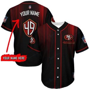 Personalized San Francisco 49ers Logo Lovely Black Pattern Baseball Jersey