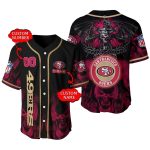 Personalized San Francisco 49ers Logo Skull Halloween Baseball Jersey