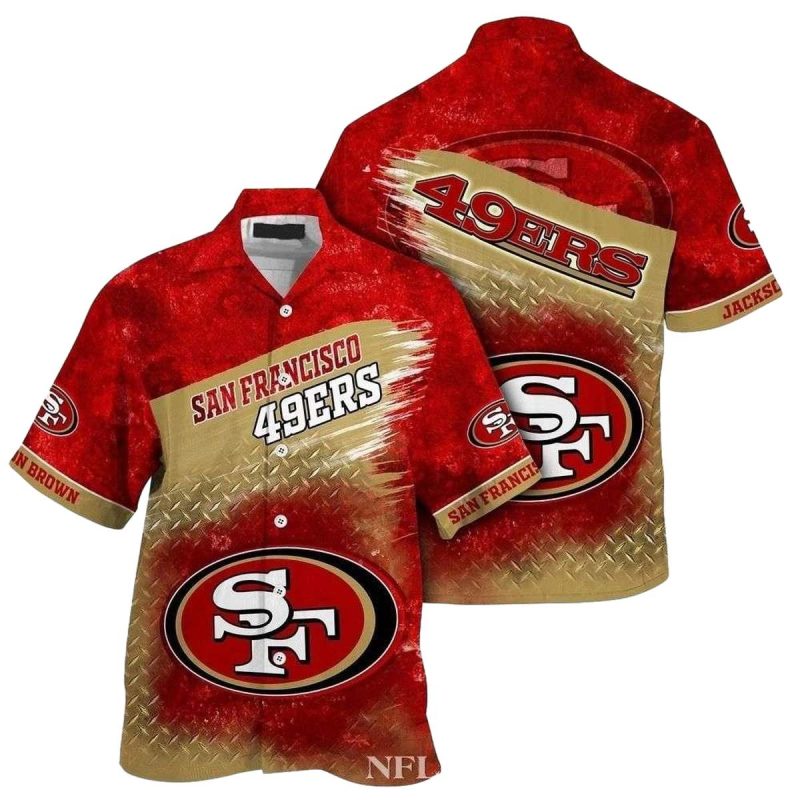 Personalized San Francisco 49Ers Metal Pattern Hawaiian Shirt 1