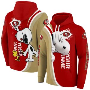 Personalized San Francisco 49ers Peeking Snoopy Red AOP Hoodie