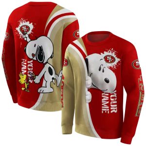 Personalized San Francisco 49ers Peeking Snoopy Red AOP Sweatshirt