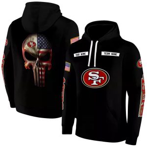 Personalized San Francisco 49ers Punisher Skull Flag Black AOP Hoodie