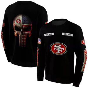 Personalized San Francisco 49ers Punisher Skull Flag Black AOP Sweatshirt