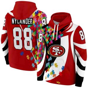 Personalized San Francisco 49ers Puzzle Pieces Red AOP Hoodie