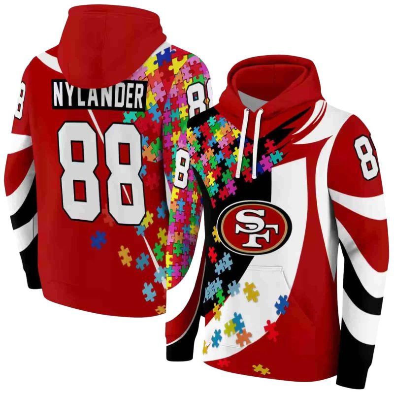 Personalized San Francisco 49Ers Puzzle Pieces Red Aop Hoodie 1