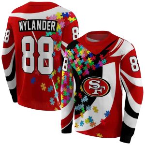 Personalized San Francisco 49ers Puzzle Pieces Red AOP Sweatshirt