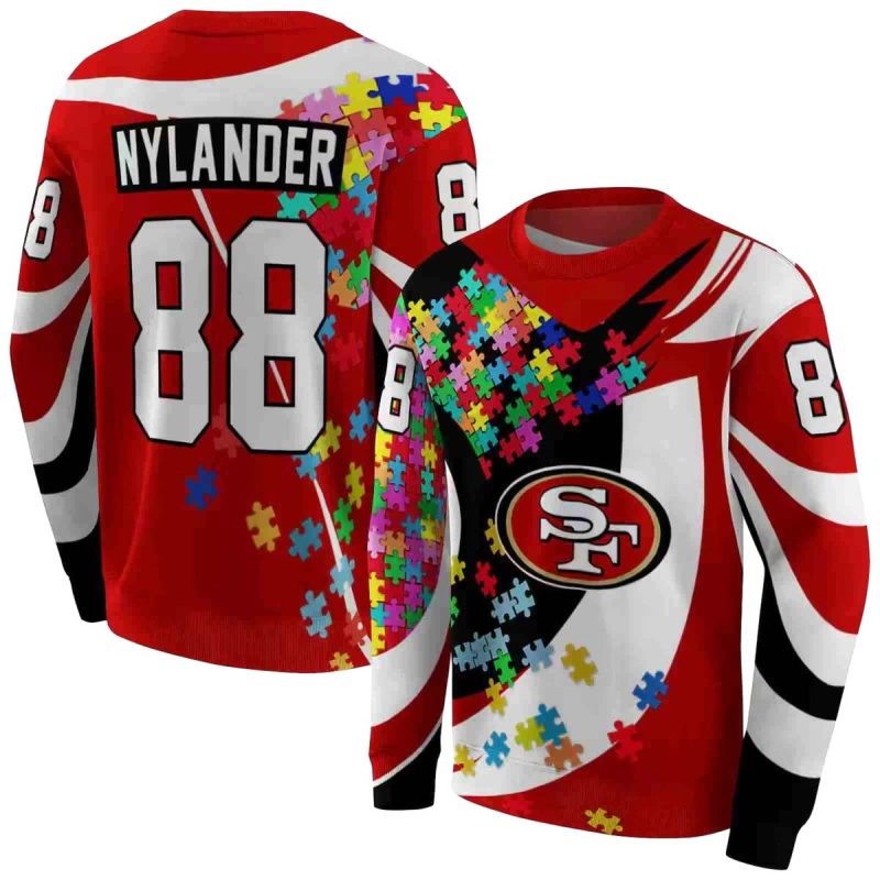 Personalized San Francisco 49Ers Puzzle Pieces Red Aop Sweatshirt 1