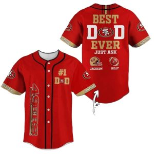 Personalized San Francisco 49ers Red Best Dad Baseball Jersey