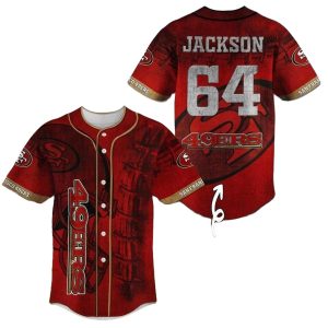 Personalized San Francisco 49ers Red Big Hat Baseball Jersey
