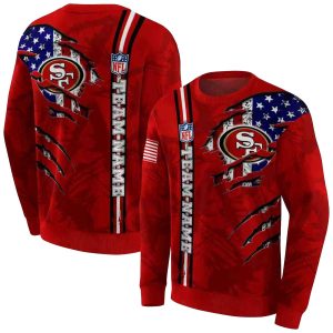 Personalized San Francisco 49ers Ripped Flag Red AOP Sweatshirt