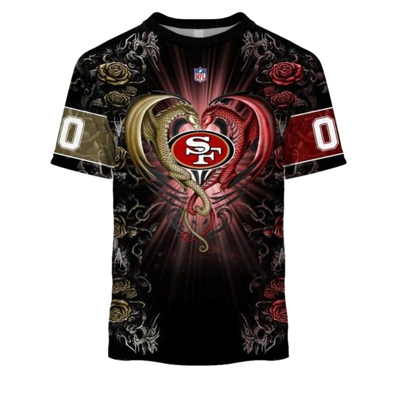 Personalized San Francisco 49Ers Rose Dragon Aop T Shirt 1