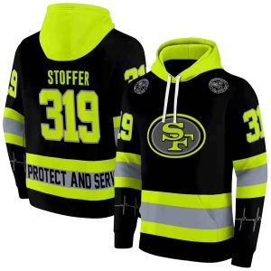 Personalized San Francisco 49ers Safety Motif Black Neon Green AOP Hoodie