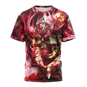Personalized San Francisco 49ers Skull Art Fire AOP T-Shirt