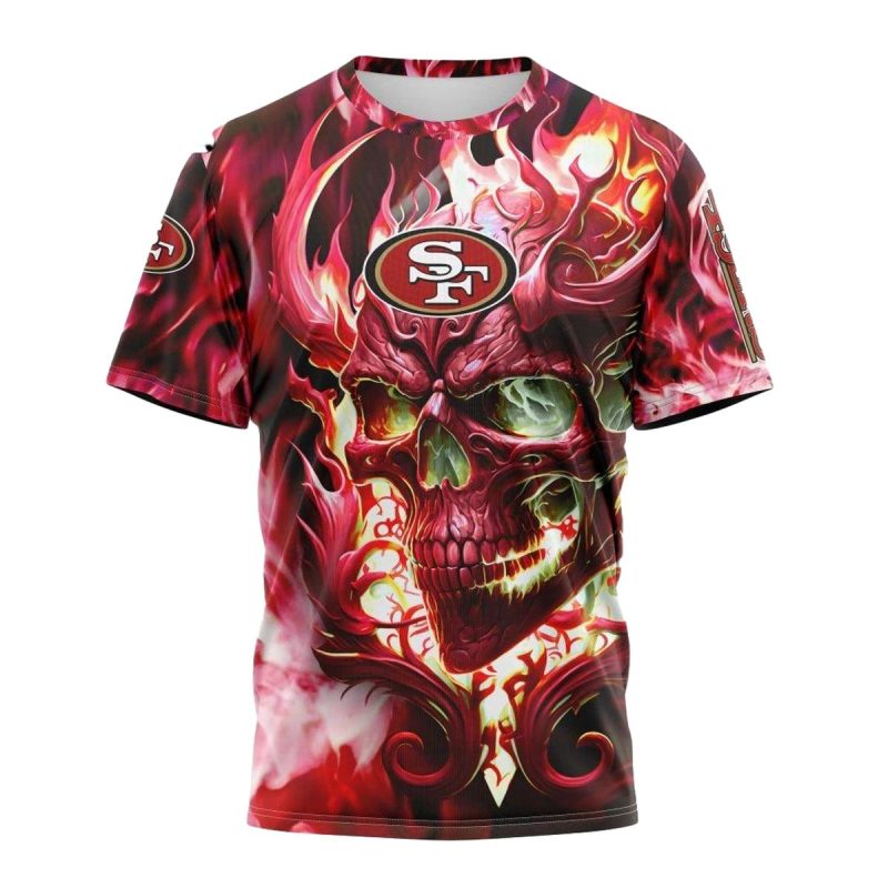 Personalized San Francisco 49Ers Skull Art Fire Aop T Shirt 1
