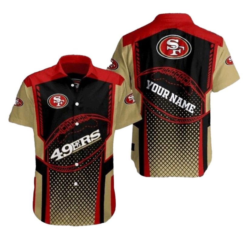 Personalized San Francisco 49Ers Spiral Football Halftone Hawaiian Shirt 1