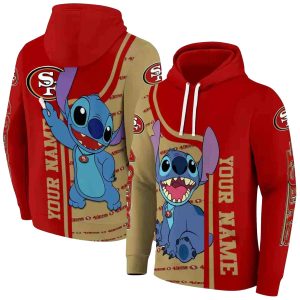 Personalized San Francisco 49ers Stitch Ohana Red AOP Hoodie