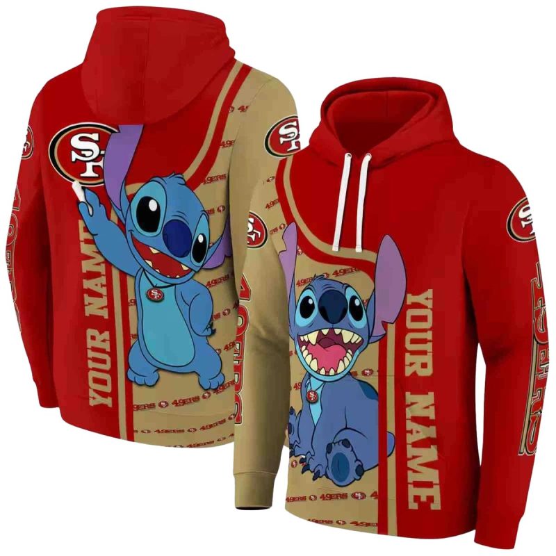 Personalized San Francisco 49Ers Stitch Ohana Red Aop Hoodie 1
