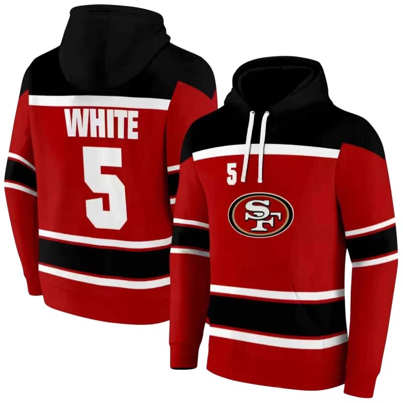 Personalized San Francisco 49Ers Striped Pattern Red Aop Hoodie 1