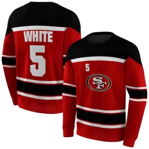 Personalized San Francisco 49ers Striped Pattern Red AOP Sweatshirt