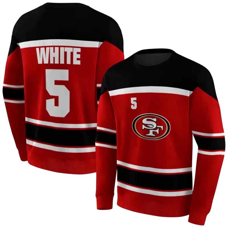 Personalized San Francisco 49Ers Striped Pattern Red Aop Sweatshirt 1