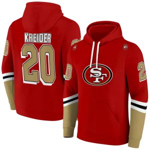 Personalized San Francisco 49ers Striped Sleeves Red AOP Hoodie