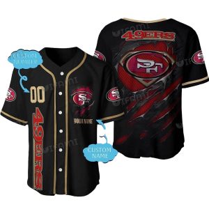 Personalized San Francisco 49ers Superman Black Baseball Jersey