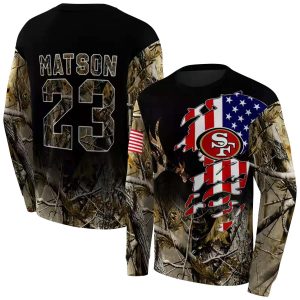 Personalized San Francisco 49ers Tree Camo US Flag AOP Sweatshirt