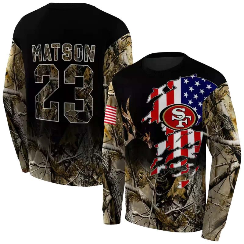 Personalized San Francisco 49Ers Tree Camo Us Flag Aop Sweatshirt 1