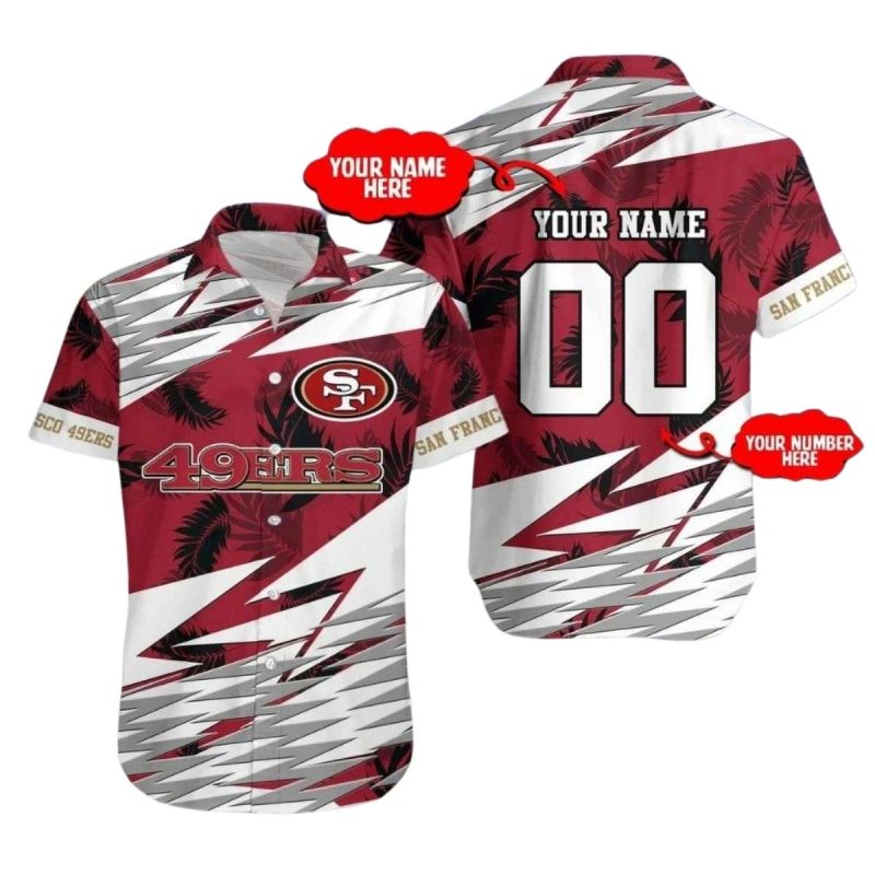 Personalized San Francisco 49Ers Tropical Red Palms Coconut Tree Hawaiian Shirt 1