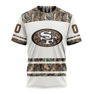 Personalized San Francisco 49ers White Camo Hunting AOP T-Shirt