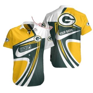 Personalized Sporty Swirl Green Bay Packers Hawaiian Shirt