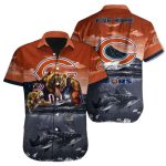 Personalized Sunset Orange Chicago Bears And Dolphin Oceanic Hawaiian Shirt For Men