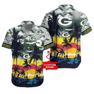Personalized Sunset Palm Beach Packers Hawaiian Shirt