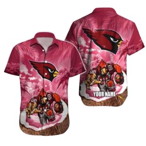 Personalized Sunset Palms Coconut Tree Arizona Cardinals And Mascot Hawaiian Shirt