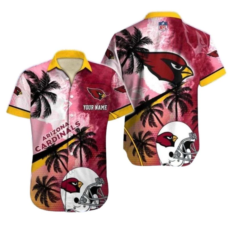 Personalized Sunset Palms Coconut Tree Arizona Cardinals Beach Silhouette Hawaiian Shirt 1