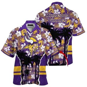 Personalized Tropical Twilight Minnesota Vikings Palm Hawaiian Shirt