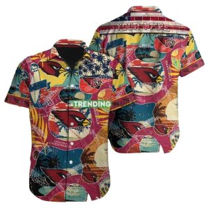 Personalized Vintage Vibes Arizona Cardinals Hawaiian Shirt Retro NFL Cardinals Tropical Aloha Shirt
