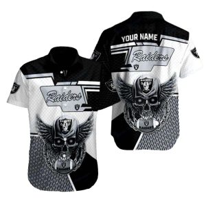 Personalized Winged Skull Raiders Halloween Hawaiian Shirt