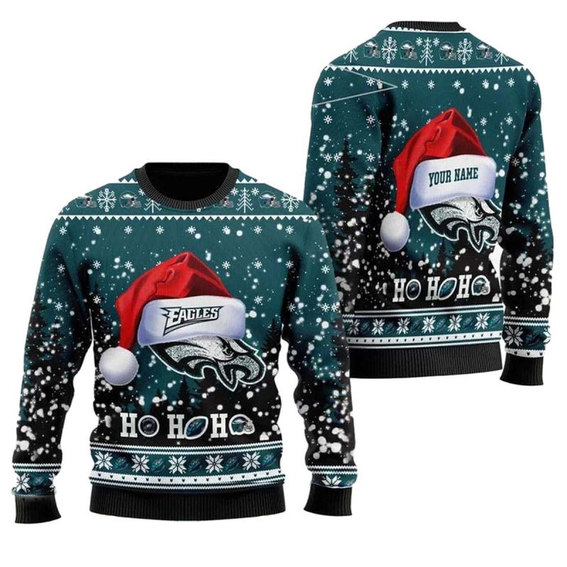 Personalized Eagles Symbol Wearing Santa Claus Hat 1