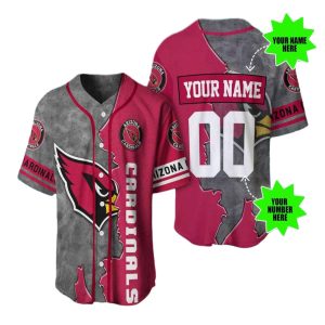 Personlized Arizona Cardinals Logo In My Heart Camo Red Baseball Jersey