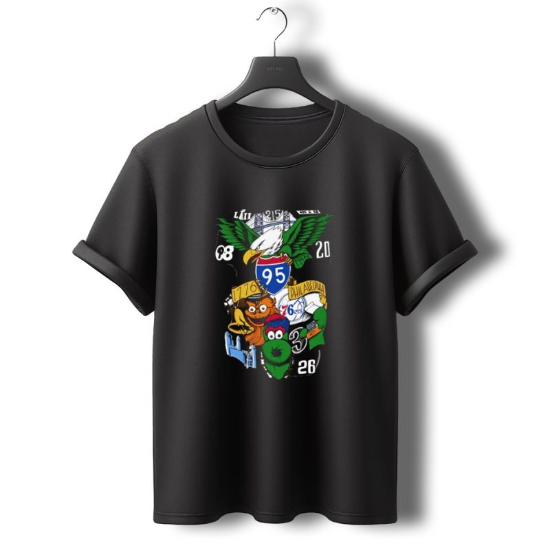 Philadelphia 76Ers Eagles 76Ers Mascots 1776 I 95 Liii 93 20 3 26 T Shirt T Shirt 0 1