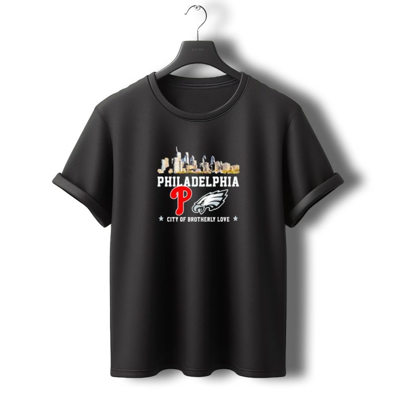 Philadelphia City Of Brotherly Love Skyline Philadelphia Eagles Phillies T Shirt T Shirt 0 1