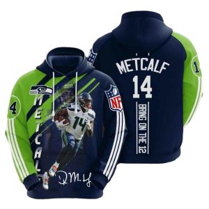 Philadelphia Eagles Dk Metcalf Signature Bring On The 12 All Over Print Hoodie