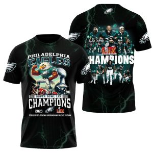 Philadelphia Eagles 2025 Champions Team Mascot AOP T-Shirt