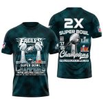 Philadelphia Eagles 2X Champions 2018 2025 AOP T-Shirt