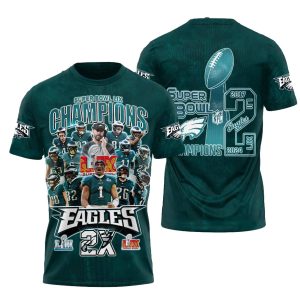 Philadelphia Eagles 2X Champions LII LIX Dream Team AOP T-Shirt