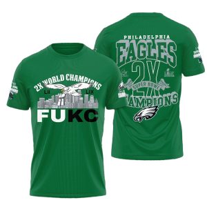 Philadelphia Eagles 2X World Champions FUKC AOP T-Shirt