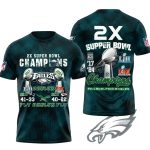 Philadelphia Eagles 2X Champions 17 24 AOP T-Shirt