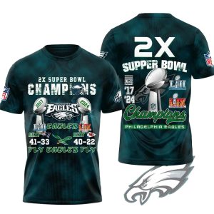 Philadelphia Eagles 2x Champions 17 24 AOP T-Shirt