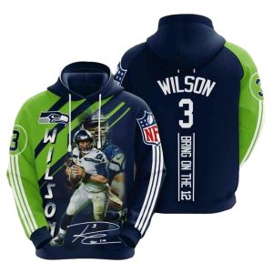 Philadelphia Eagles Russell Wilson Signature Bring On The 12 All Over Print Hoodie